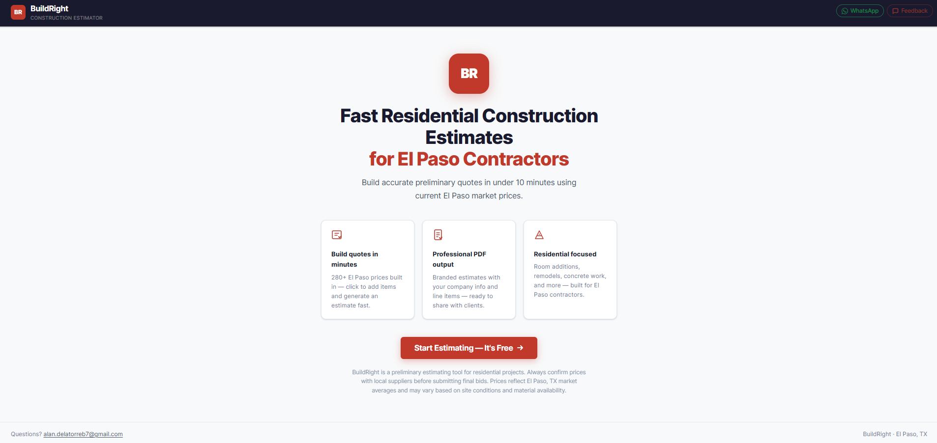 BuildRight landing page